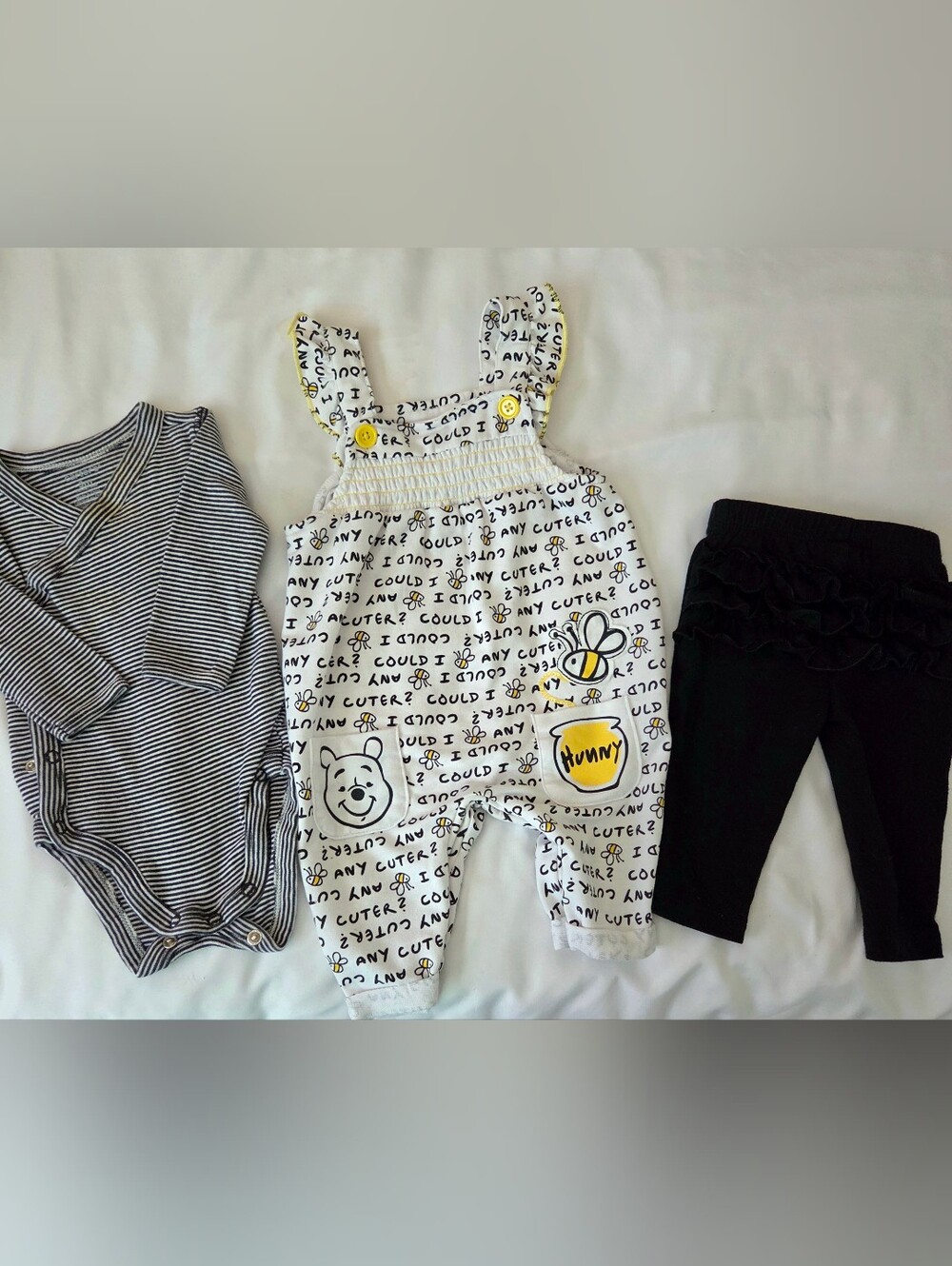 Cat & Jack, Disney, Winnie The Poo Themed Overalls 0-3 Months. 3 Pieces